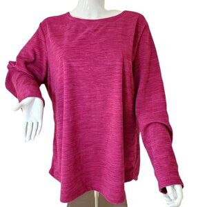 Pink Fleece Top 1XL Long Sleeve Athleisure Activewear Karen Scott Women Plus NWT